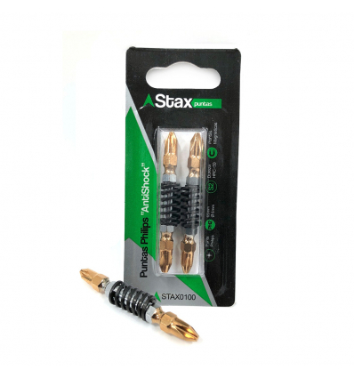 STAX0100- Blíster x2 puntas atorn. imant. PH2 x65mm